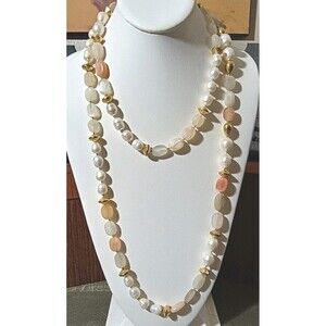 Chakarr Baroque Pearl Quartz Stone Gold Beaded Long Necklace